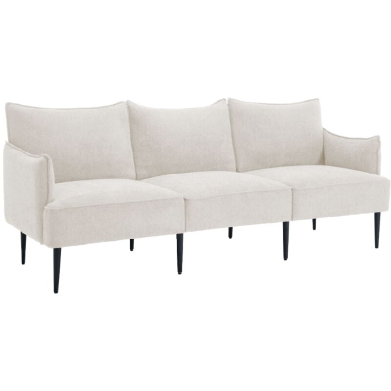 Wahson Canapé 3 Places en Chenille Canapé d'angle, Pieds Métal, Meuble rembourré Design, Canapé Relax Moderne pour Salon, Blanc