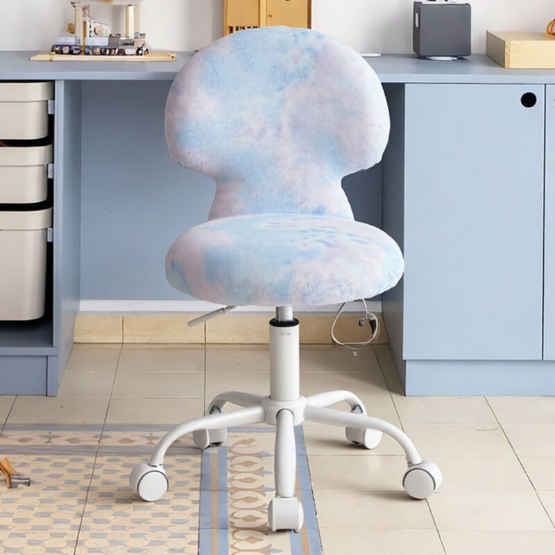 Wahson Chaise Bureau Enfant en Fausse Fourrure, Chaise Pivotante Enfant pour Chambre, Chaise Bureau Fille Réglable en Hauteur, Bleu