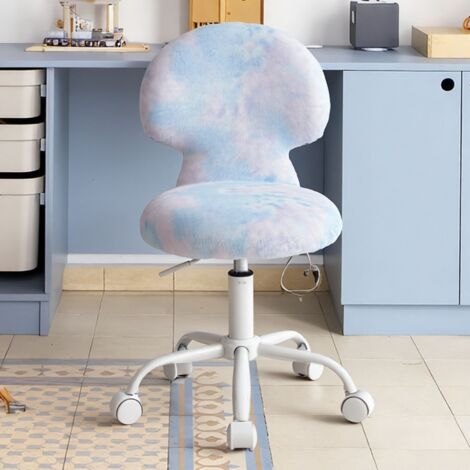 Wahson Chaise Bureau Enfant en Fausse Fourrure, Chaise Pivotante Enfant pour Chambre, Chaise Bureau Fille Réglable en Hauteur, Bleu