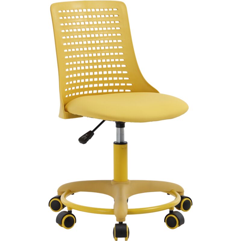 Wahson Chaise de Bureau Pivotante pour Enfants, Chaise Bureau Enfant en Cuir PU, Chaises d'Etude Enfants avec Dossier Respirant, Jaune