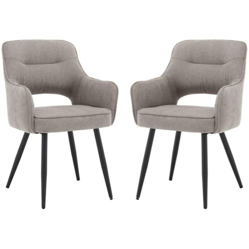 Chaise de Salle à Manger Classique Chaise avec Accoudoirs Chaise de Cuisine Lot de 2 Chaise salle a manger Pied Métal pour Restaurant, Gris