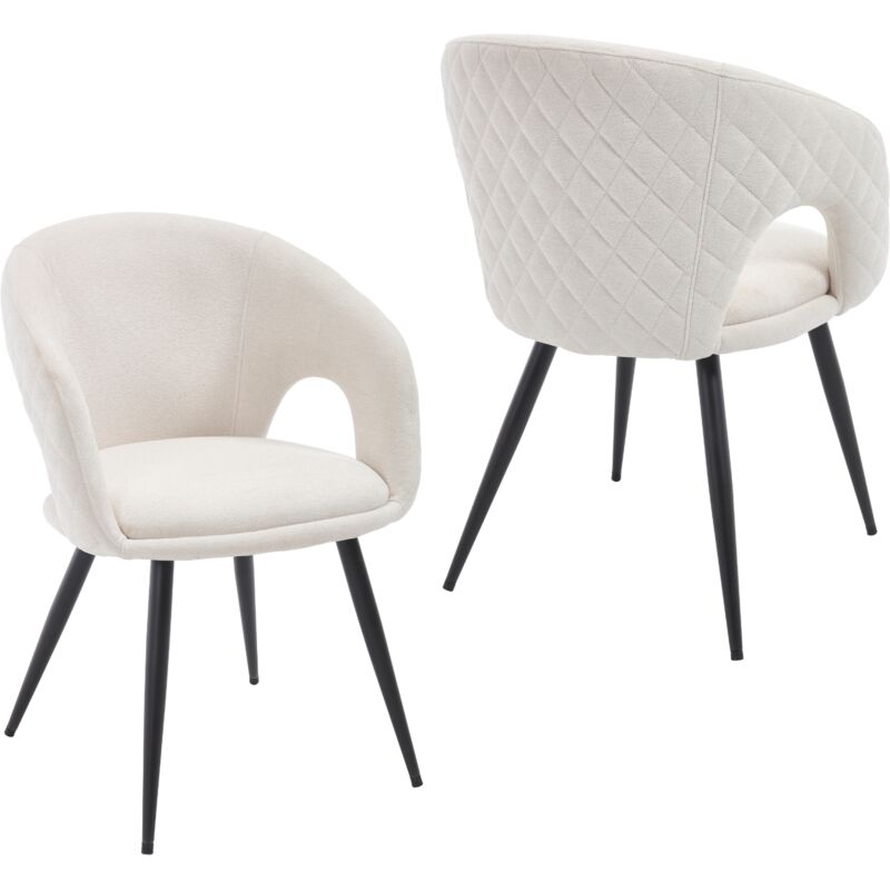 Wahson Office Chairs - Wahson Chaise de Salle à Manger en Chenille Lot de 2 Chaise de Cuisine Moderne avec Pieds en Métal Chaise Rembourrée avec