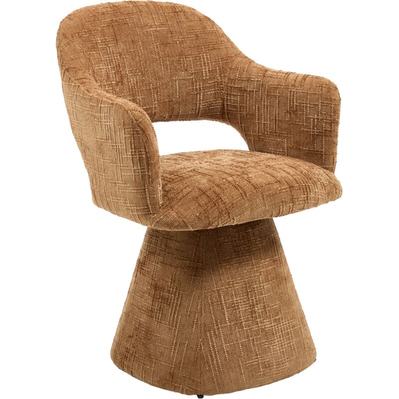 Chaise pivotante rétro en chenille orange – Dossier ajouré pour ventilation – Rotation 360° – Base antidérapante pour stabilité