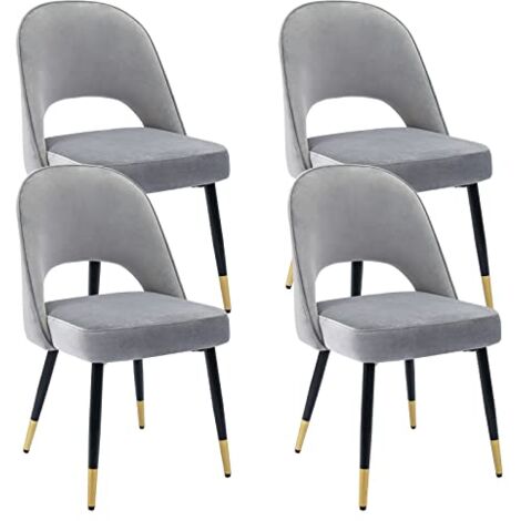 Wahson Dining Chairs 4Pcs in Velvet Modern Kitchen Chairs with Backrest for Living Room Restaurant Cafe, Beige