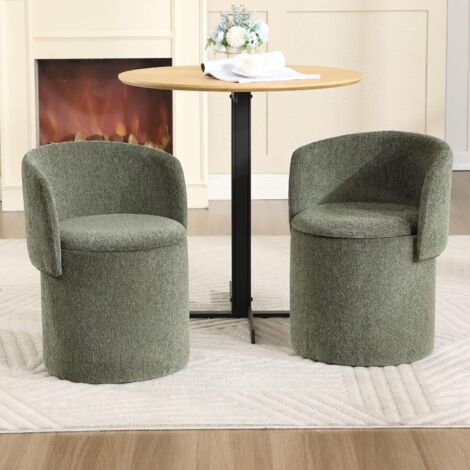 Wahson Esszimmerstühle 2er Set aus Chenille, Hocker mit Stauraum Küchenstuhl mit klappbarer Rückenlehne und verstecktem, Grün