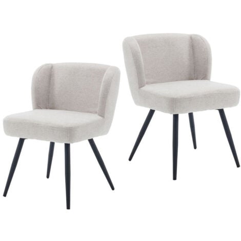 WAHSON OFFICE CHAIRS Wahson Esszimmerstühle 2er Set Küchenstuhl mit Metallbeinen für Esszimmer, Teddystoff, Weiß