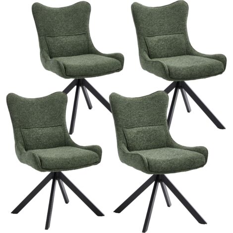 Wahson Esszimmerstühle drehbar 4er Set, 360°Drehstuhl Küchenstuhl aus Chenille Polsterstuhl mit Metallgestell für Esszimmer, Grün