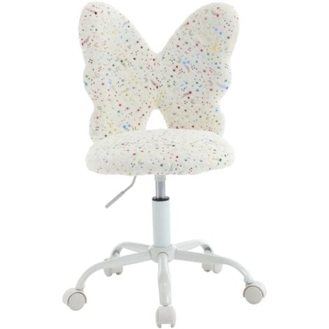 WAHSON OFFICE CHAIRS Butterfly-shaped Backrest Swivel Task Chair Height Adjustable for Children, White