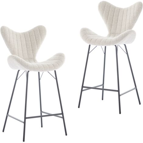 Wahson Lot de 2 Tabourets de Bar en Chenille, Tabourets de Comptoir avec Pieds en Métal, Chaises Haute Moderne pour Bar/Cuisine, Avoine