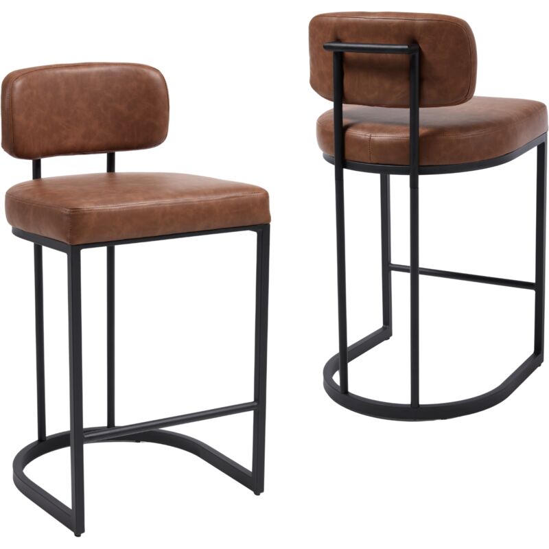 Wahson Office Chairs – Lot de 2 tabourets de bar modernes en cuir synthétique – Dossier ergonomique – Hauteur 89 cm – Assise 66 cm – Épaisseur