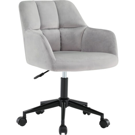 Wahson Office Chair in Velvet Upholstered Task Chair Height Adjustable Modern Swivel Desk Chair with Wheels for Home Office, Grey