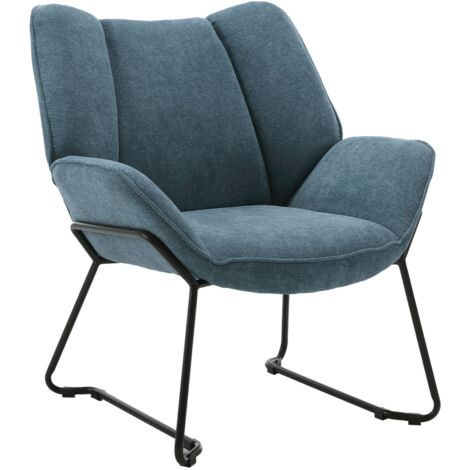 Wahson Office Chairs – Fauteuil relax en tissu chenille – Dossier large et épais – Structure métallique robuste – Confort optimal pour salon et chambre – Bleu