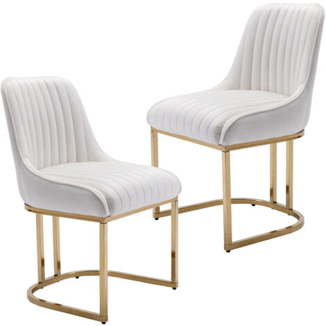 Wahson Office Chairs – Lot de 2 chaises de salle à manger en velours épais – Pieds en métal doré – Hauteur d'assise 47cm – Confort optimal pour repas élégants