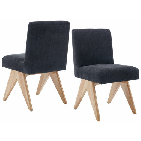 Wahson Office Chairs – Lot de 2 chaises de salle à manger rétro – Pieds en bois – Coussins en chenille doux – Hauteur d'assise 51cm – Chocolat