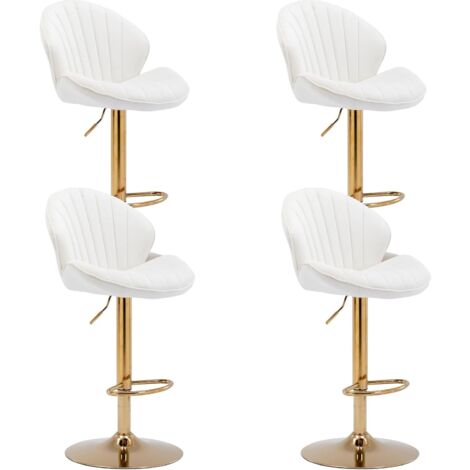 Wahson Office Chairs – Tabouret de bar réglable – Lot de 4 – Velours beige avec dossier – Hauteur d'assise 64,5-85 cm – Capacité 130 kg