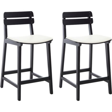 Wahson Office Chairs – Tabourets de bar scandinaves lot de 2 – Chaise haute rétro en bois massif et cuir PU – Dossier ergonomique – Hauteur 94 cm