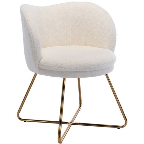 WAHSON Poltrone relax, Poltrona Imbottita Sedia da Salotto Poltroncine Salotti Moderni con Gambe in Metallo Sintetica per Camera da Letto/Soggiorno,Bianco