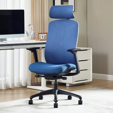 Wahson Sedie da scrivania, Ergonomica Sedie Ufficio, Mesh Poltrona Scrivania con Supporto Lombare, Regolabile Sedie con Poggiapiedi 3D e Braccioli, Blu