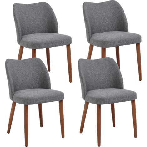 Wahson Sedie Set di 4, Moderna Sedia da Pranzo in Tessuto, Imbottita Sedia Cucina con Schienale e Gambe in Legno, Grigio