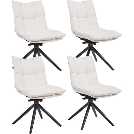 Wahson Sedie Set di 4, Moderne Sedie Imbottite con Doppio, Girevoli Poltroncine con Gambe in Metallo per Soggiorno/Ristorante/Studio, Beige