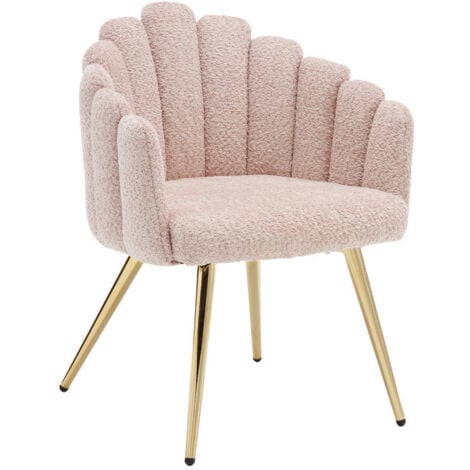 WAHSON OFFICE CHAIRS Wahson Sessel Wohnzimmer aus Kunstfell Loungesessel mit Metallbeinen für Schlafzimmer, Rosa