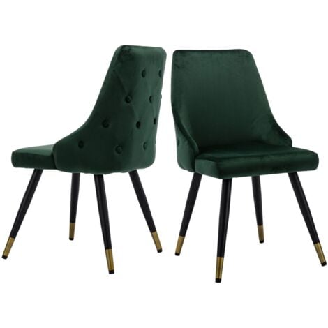 WAHSON Set di 2 Sedie da Pranzo in Velluto Sedie da Cucina Moderne con Gambe Dorate Sedie per Soggiorno, Verde