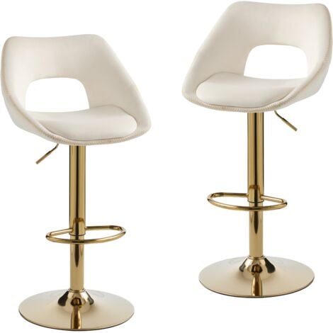 WAHSON OFFICE CHAIRS Velluto, Sgabelli Alti Cucina con Schienale Sedie da Bar Regolabile e Girevole per Cucina Penisola, Bianco