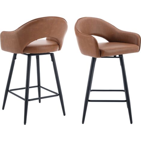 Wahson Set di 2 Sgabelli da Bar in Velluto Sgabelli Cucina Moderni Sedia da Bar Sgabelli Alti Girevoli per Cucina,Marrone
