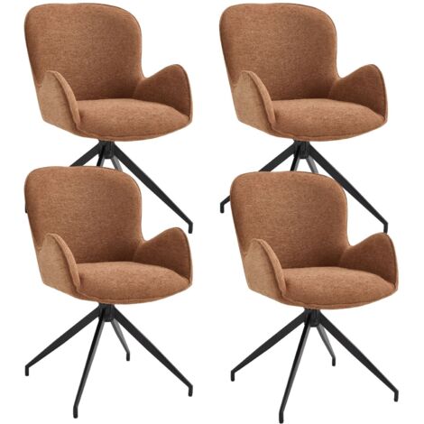 Wahson Set di 4 Sedie da Pranzo in Tessuto, Sedia Cucina Girevole a 360° Poltroncina Moderna da Pranzo con Gambe in Metallo per Sala da Pranzo, Marrone