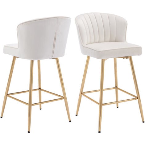 WAHSON OFFICE CHAIRS WAHSON Sgabelli bar, Set di 2 Sgabelli da Bar in Velluto Sgabelli Cucina Moderni Sgabelli Alti con Gambe in Metallo per Cucina Bancone, Beige