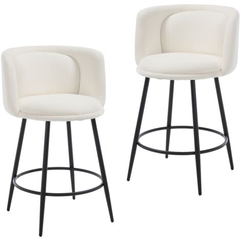 Wahson Sgabelli da Bar Set di 2, Cucina Sgabelli in Tessuto, Sgabelli Alti Imbottiti con Gambe in Metallo, Moderni Sedie da Bar con Schienale, Beige