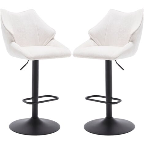 Wahson Sgabelli da Bar Set di 2 Sgabelli Cucina in Tessuto Sgabelli Alti Moderni con Schienale per Cucina Bancone, Bianca