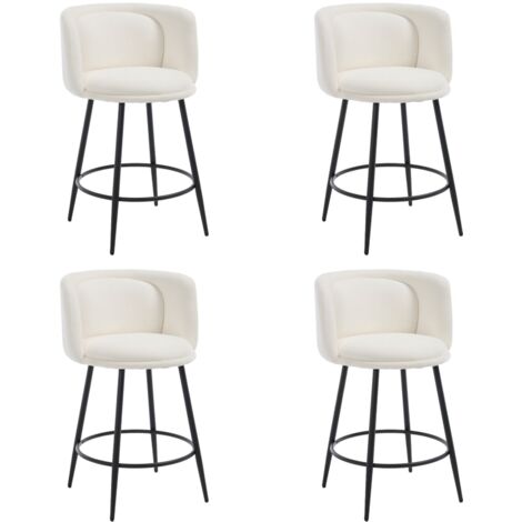 Wahson Sgabelli da Bar Set di 4, Cucina Sgabelli in Tessuto, Sgabelli Alti Imbottiti con Gambe in Metallo, Moderni Sedie da Bar con Schienale, Beige