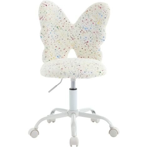 WAHSON OFFICE CHAIRS Silla de Escritorio Infantil de Piel Silla Giratoria Ajustable con Mariposa Respaldo para Sala de Lectura Infantil, Rosa, Wahson
