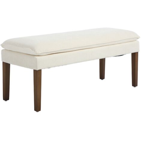 Wahson Sitzbank mit Chenillebezug, Polsterbank mit Holzbeinen, Gepolsterte Schlafzimmerbank für Schlafzimmer/Wohnzimmer/Flur, Weiß