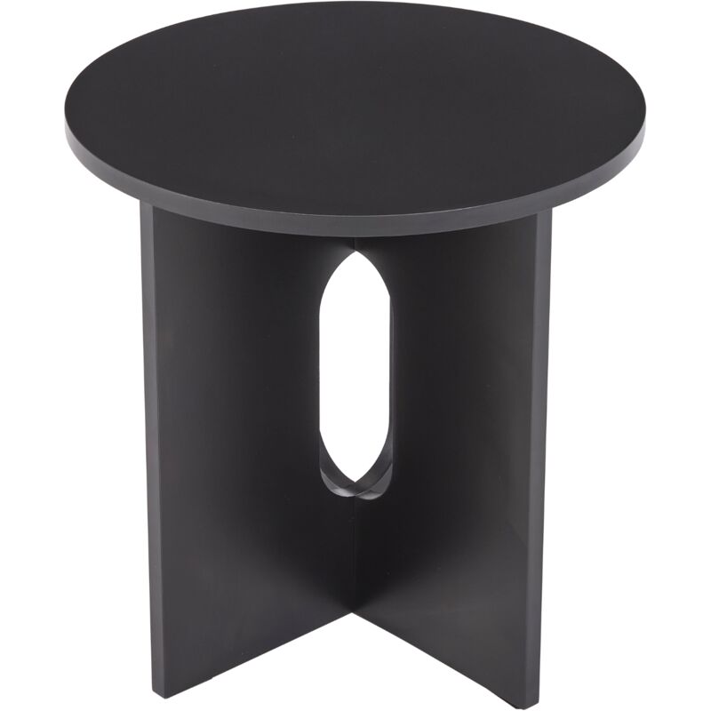 Wahson Table Basse en Bois pour Chambre à Coucher, Table d’Appoint Ronde en MDF, Bout de Canapé de Salon, Noir