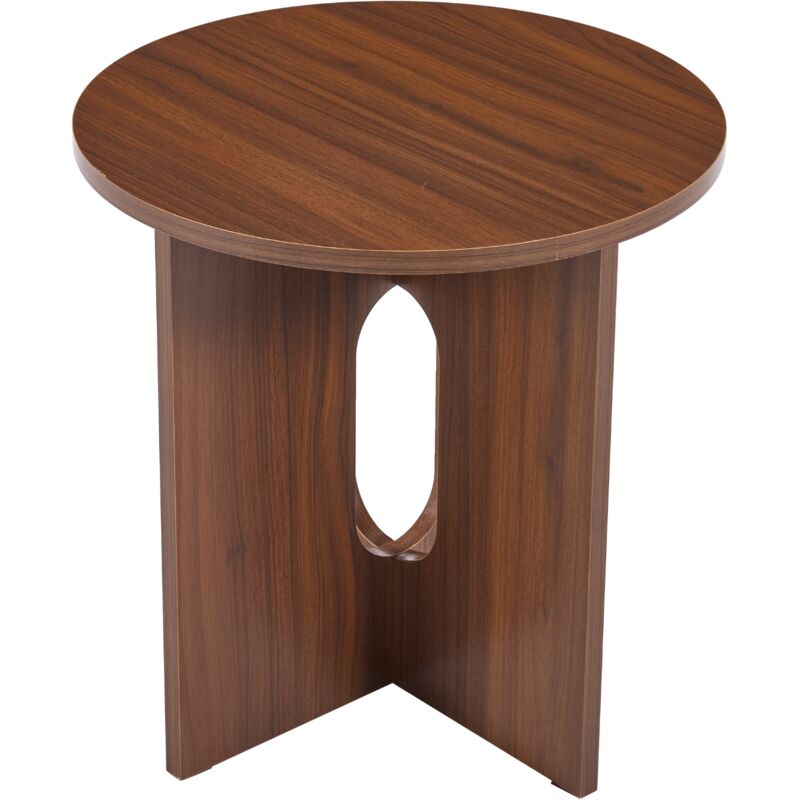 Wahson Table Basse en Bois pour Chambre à Coucher, Table d’Appoint Ronde en MDF, Bout de Canapé de Salon, Marron