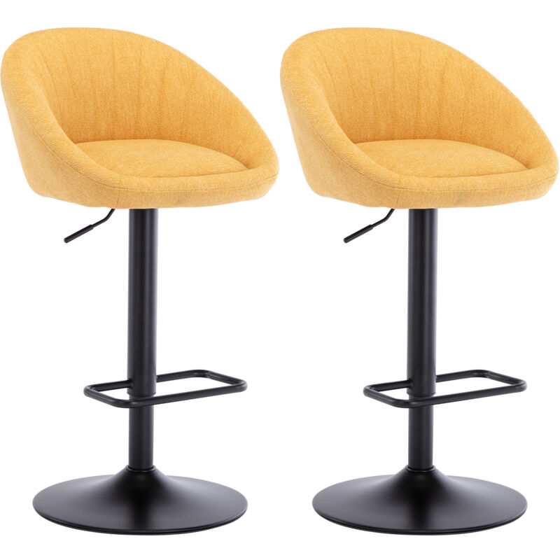 Wahson Office Chairs - Wahson Tabouret de Bar en Tissu, Chaise de bar Lot de 2 Chaise Haute Cuisine Réglable Tabouret pour Bar/Cuisine, Jaune
