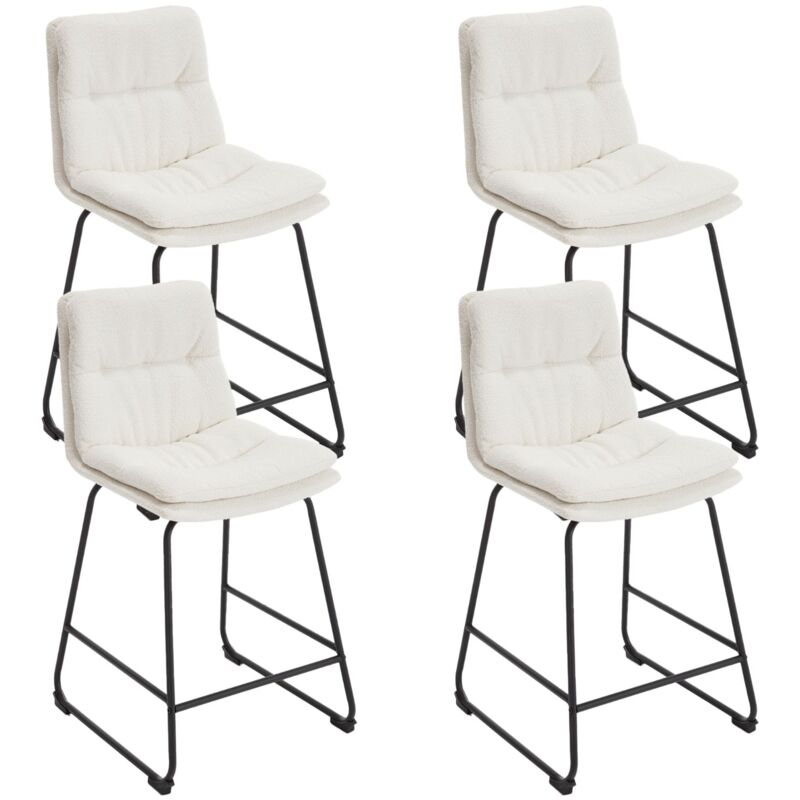 Wahson Office Chairs - Wahson Tabouret de Bar Lot de 4 Chaise Haute Cuisine en Fausse Fourrure avec Coussin Confortable, Pied Métal, Chaise de Bar