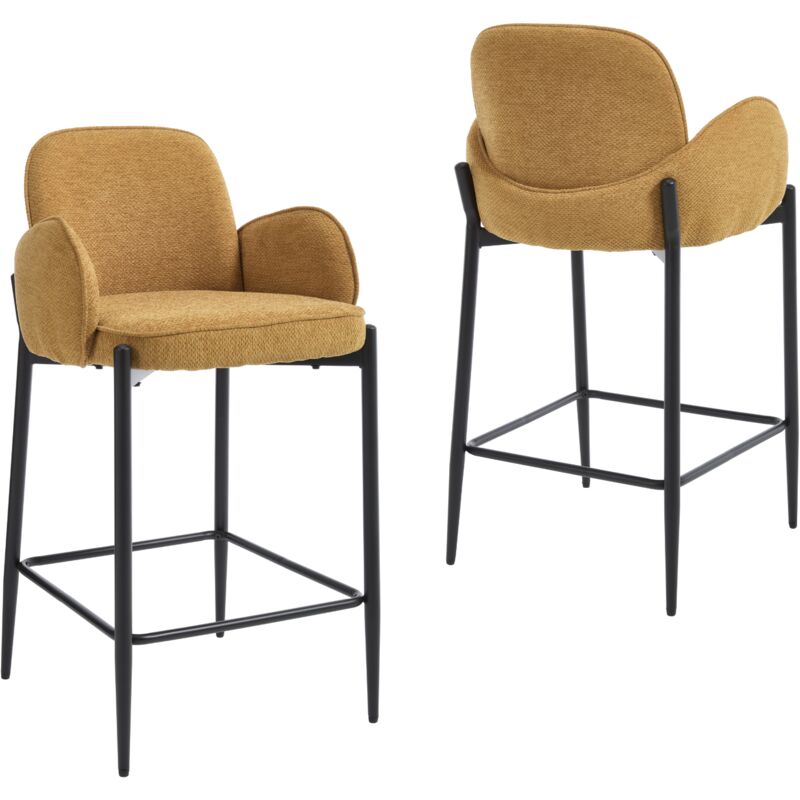 Wahson Office Chairs - Wahson Lot de 2 Tabourets de Bar Tabourets Hauts Modernes avec Repose-Pieds Chaise de Bar en Fausse Fourrure pour Cuisine,
