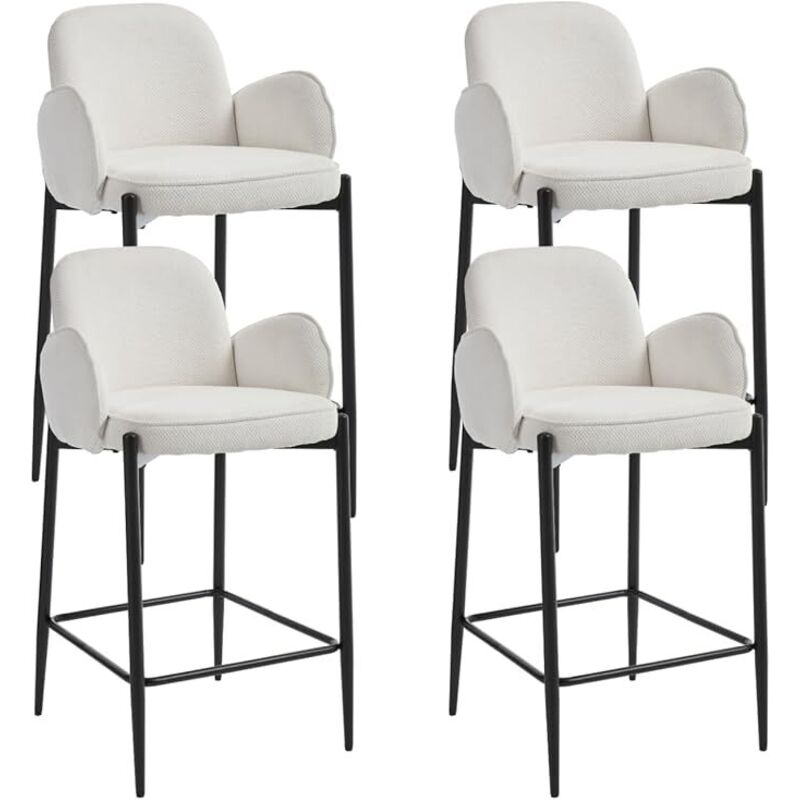 Wahson Office Chairs - Wahson Lot de 4 Tabourets de Bar Tabourets Hauts Modernes avec Repose-Pieds Chaise de Bar en Fausse Fourrure pour Cuisine,