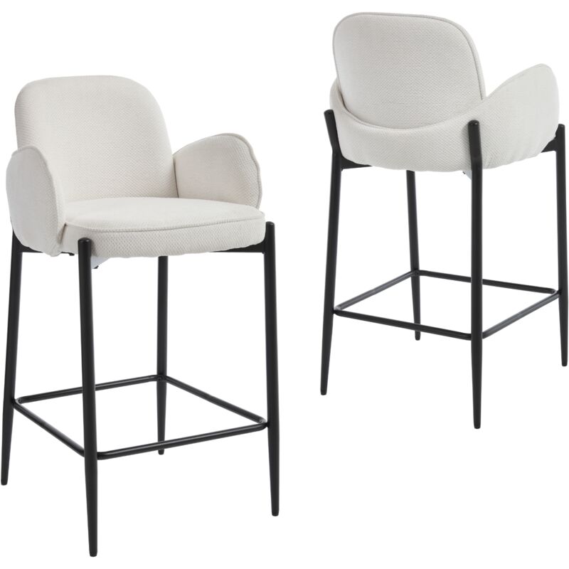 Wahson Office Chairs - Wahson Lot de 2 Tabourets de Bar Tabourets Hauts Modernes avec Repose-Pieds Chaise de Bar en Fausse Fourrure pour Cuisine,