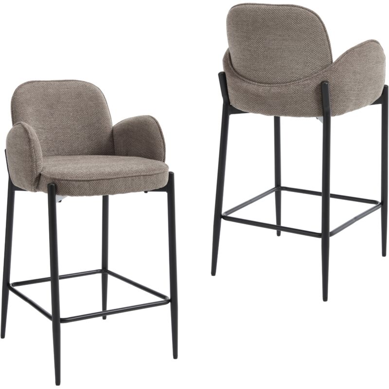 Wahson Office Chairs - Wahson Lot de 2 Tabourets de Bar Tabourets Hauts Modernes avec Repose-Pieds Chaise de Bar en Fausse Fourrure pour Cuisine,