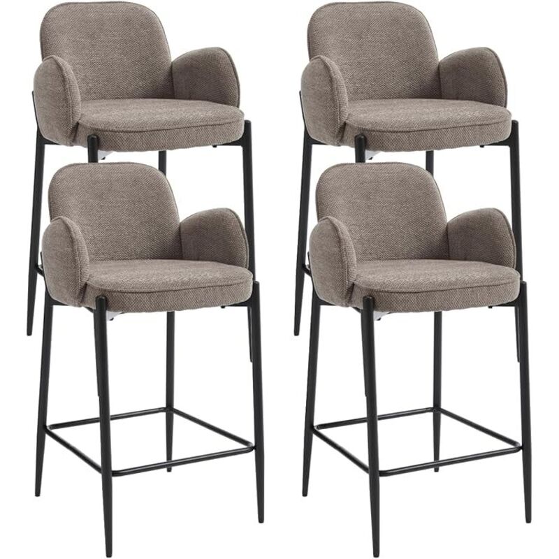 Wahson Office Chairs - Wahson Lot de 4 Tabourets de Bar Tabourets Hauts Modernes avec Repose-Pieds Chaise de Bar en Fausse Fourrure pour Cuisine,