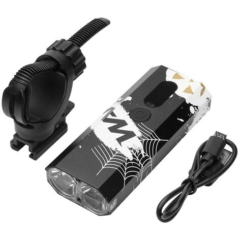 Wake Fahrradlicht 600 USB aufladbares regensicheres Fahrradlicht-Set mit Halter 2000 mAh Fahrradlichter, schwarz