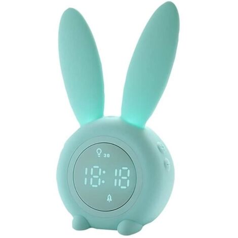 Walaka Réveil Lumineux pour Enfants Mignon Lapin réveil réveil Lampe de Chevet créative Fonction de répétition, veilleuse Chrono624