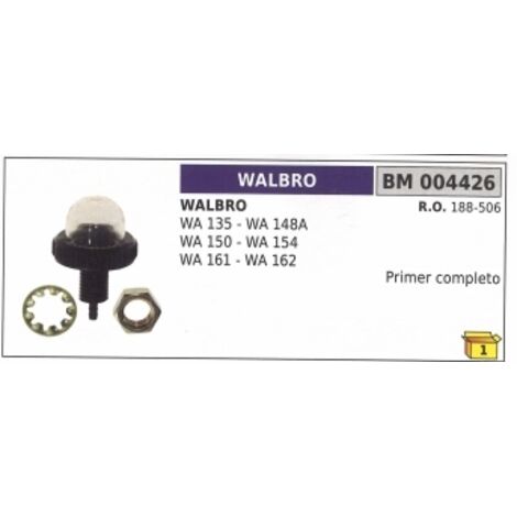 WALBRO essence mélange primer WA135 WA161 débroussailleuse carburateur