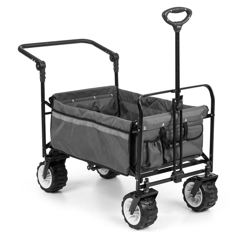 Waldbeck - Easy Rider chariot de transport avec toit charge 70kg barre télescopique pliant gris - Gris Foncé