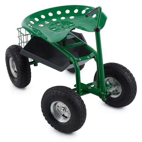 Waldbeck Park Ranger Silla de jardín 130 kg Con ruedas Compartimento de almacenaje Acero verde