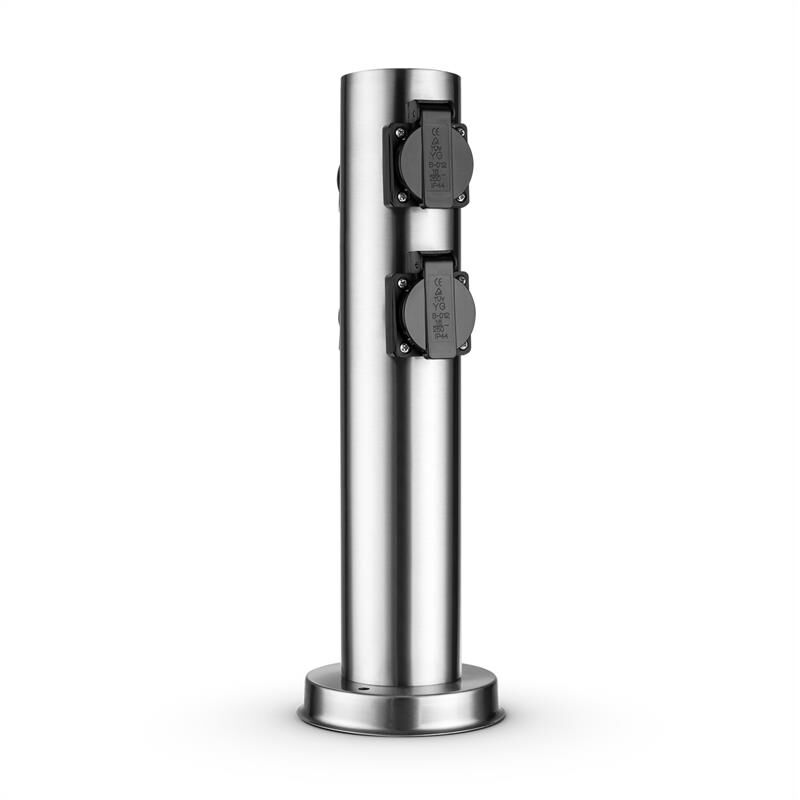 

Plug 4 Play Round Columna de enchufes 4 tomas de tierra Redonda Acero inoxidable